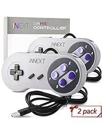 innext SNES Retro USB Super Nintendo Controller, driver USB PC, Raspberry Pi Controller for Windows PC Mac raspberry pi (Gris Morado) (2 unidades)