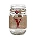 V-More® Christmas Holiday Mason Jar Flower Vase Glass Candle Holder Rustic Style with Burlap Rap Jute Bowknot and Small Red Bell 5-inch Tall for Home Decor Wedding Party and Celebration (Set of 1)