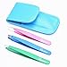 Raniaco Eyebrow Tweezers Set with Slanted, Square and Pointed Tips--Surgical Grade Antisstatic Precision Ingrown Hair Tweezers for Ingrown Hair Removal Tool and Splinters, Leather Case Included
