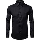 ZEROYAA Men's Business Formal Slim Fit Long Sleeve Button Up Dress Shirts with Pocket