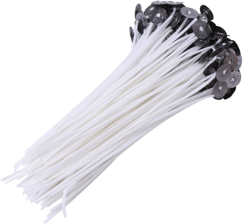 SimpleLif Natural Candle Wicks DIY Candle Making Kit 6 Inch Pre-Waxed Core, 100 Pieces
