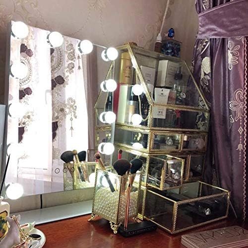 COMMODA Hollywood Style Lighted Vanity Makeup Mirror Dimmable LED Bulbs Smart Touch Dimming Adjustable Design Whole Metal Frame and Backing Makeup Cosmetic Mirrors (White 12bulbs)