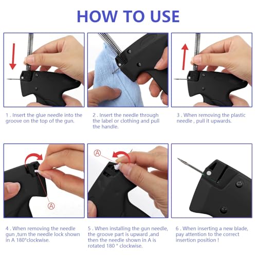 Kowvowz Speedy Clothing Fixer, Quick Fixer Gun, Stitch Mini Sticky Sewing Quilting Hemming With 6 Needle, 500 White Black Micro Fasteners For Clothes