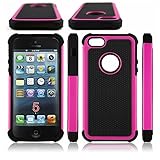 AGRIGLE Shock- Absorption / High Impact Resistant Hybrid Dual Layer Armor Defender Full Body Protective Cover Case For iPhone 5/5S/SE (Rose)