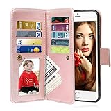 iPhone 7 Plus Case, Vofolen iPhone 7 Plus Wallet Case 2 in 1 Detachable Cover Folio PU Leather Holster Magnetic Protective Slim Shell Card Holder Slot Flip Case for iPhone 7 Plus 8 Plus (Rose Gold)
