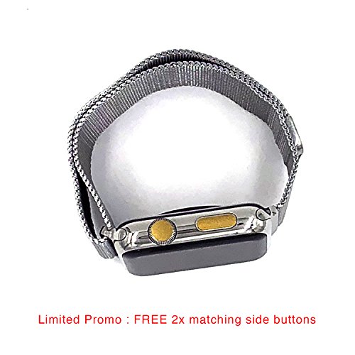 Apple watch LTE crown dots, set of 8 color dots for series 0, series 1, series 2, series 3, plus FREE x2 matching side buttons (Metallic Gold) - Thumbnail 6
