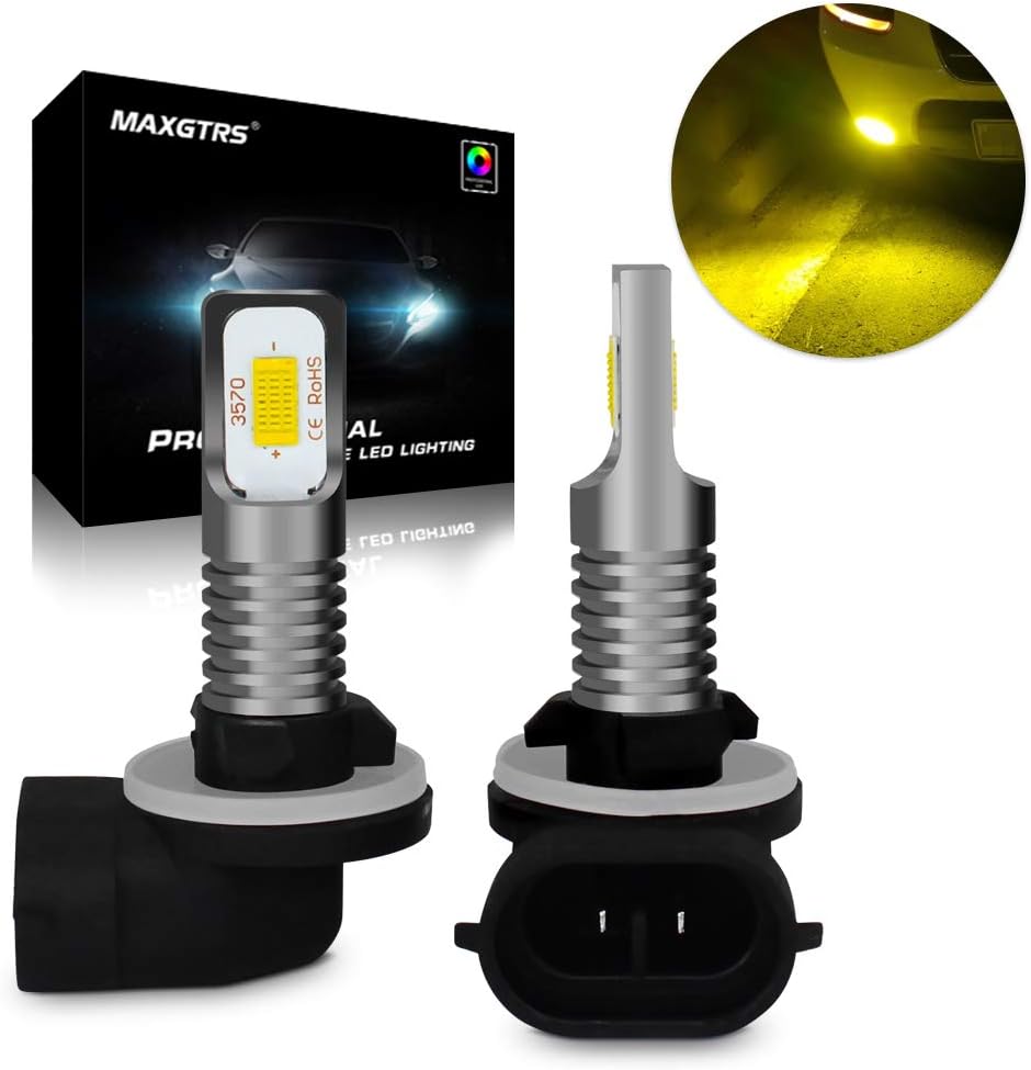 MAXGTRS 881 LED Fog Light Newest Version 3570 CSP-Chips Use For Fog Bulbs - 3000K Golden LED Fog Lamp