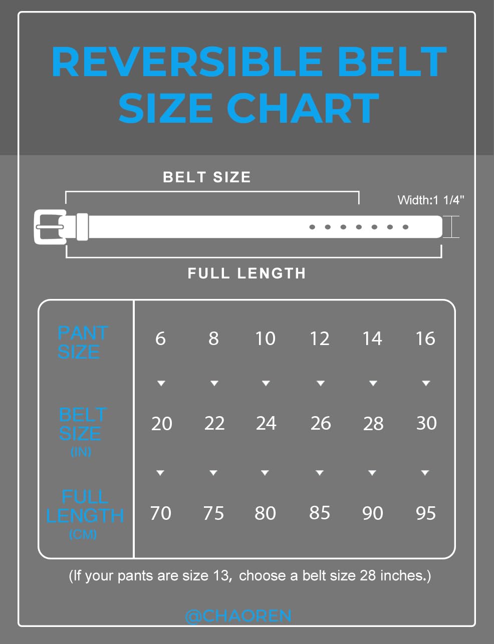 CHAOREN Boys Belt, Most Size Kids 1 1/4