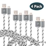 Micro USB Cable Nylon Braided Android Fast Charging Charger for Samsung LG Motorola Sony HTC and More , 6 Feet - 4 Piece