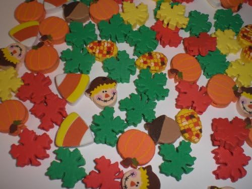 100 Harvest Autumn Foam Beads - Pumpkin Scarecrow Candy Corn Leaves Acorn