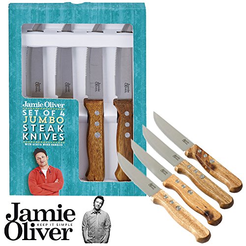 Buy Jamie Oliver Set of 4 Jumbo Steak Knives with Wooden Handle Online