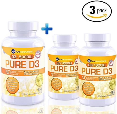 Pure Micronutrients Vitamin D Supplement Boost &amp; Sustain Value Pack (5000 IU + 1000 IU), Mini Soft-Gels, Natural Vitamin D3 Supplements (Cholecalciferol)