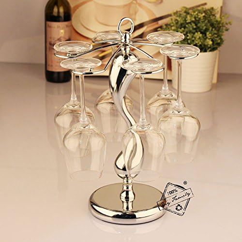 Modern Style 6 Wine Glass Holder Stand Stemware Rack，standing on Table，Durable Rustproof Stainless Steel material