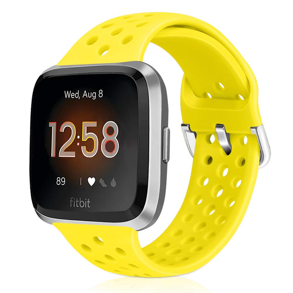 Runostrich Sport Strap Compatible with Fitbit Versa 2/Fitbit Versa/Versa Lite/SE, Soft Silicone Band Replacement Breathable Wristband Accessories for Smart Fitness Watch for Women Men (Flash)