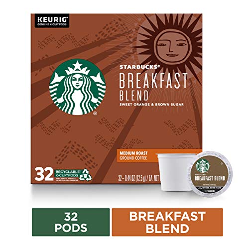Starbucks Breakfast Blend Medium Roast Single Cup Coffee for Keurig Brewers, 32 Count