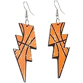 Sports Game Ball Football Basketball Lightning Earrings Drop for Women Holiday Acrylic Rugby Baseball Soccer Volleyball Dangle Earrings Fans Players Jewelry