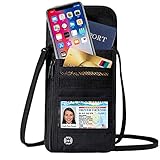 DEW Travel Passport Holder Stash Hidden Neck Pouch RFID Blocking Travel Anti-Theft Hidden Wallet (Black)