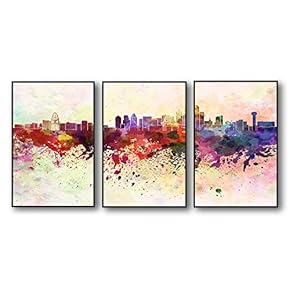 3 Piece Framed Canvas Home Artwork Decoration City Splash-Ink Painting Canvas Wall Art for Living Room, Bedroom - 16"x24"x3 Panels
