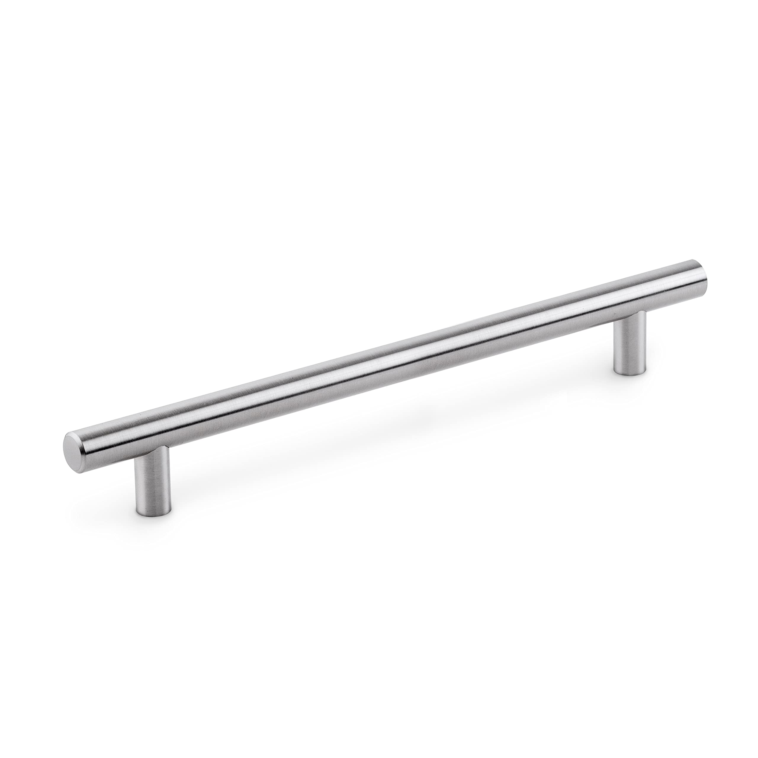 Emuca - Orlando Furniture Handle, 128 mm (5 inch) Interaxis, L178mm (7 inch), Satin Finished Nickel, Steel, 10 ut