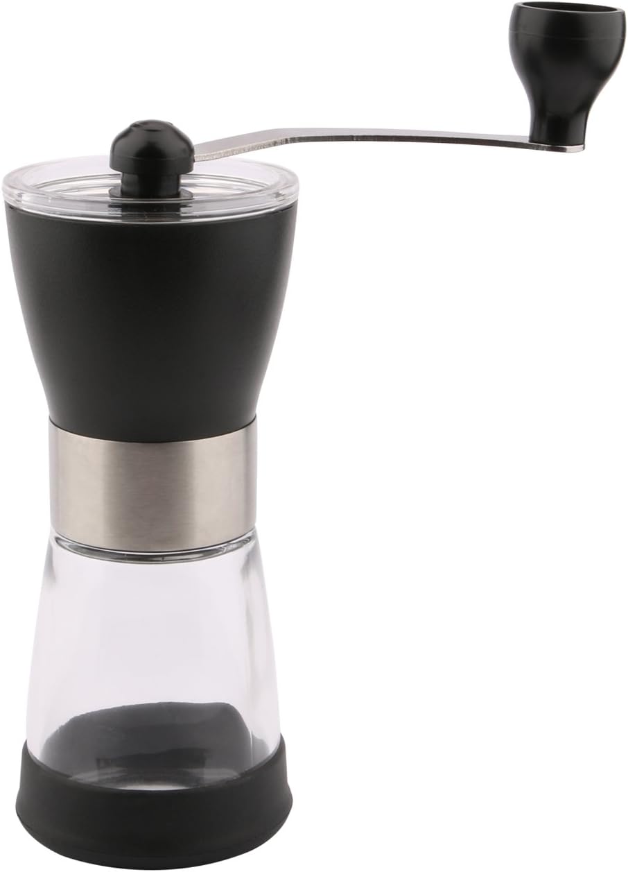 Useekoo Manual Coffee Grinder Conical Ceramic Burr Mill Coffee Grinder Spice Herb Pepper Bean Mill Fine Coarse Mashing Grinding Machine with Glass Jar