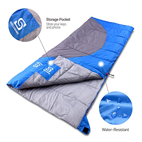 Hollegend Sleeping Bag - Envelope Lightweight Portable,Waterproof,Machine Washable,Perfect for Camping,Hiking,Backpacking,Traveling and Outdoor Activities (Sky Blue/Gray) - Thumbnail 2