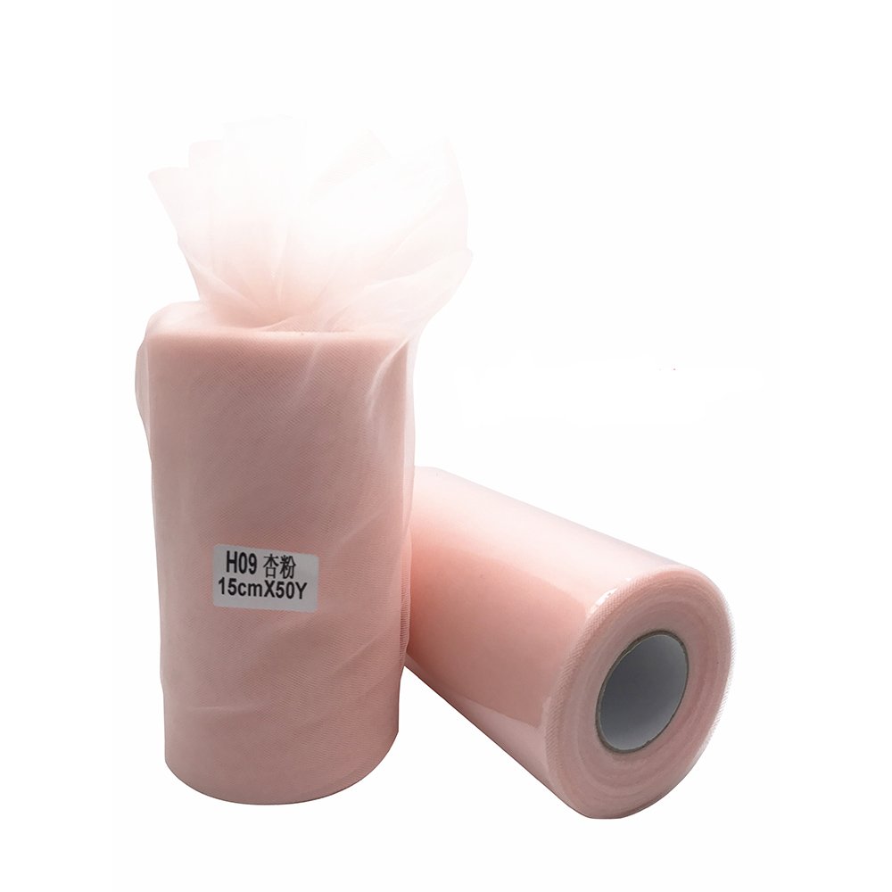 funnyjojo Super soft 6 Inch x 50 Yards (150FT) Tulle Roll - Tutu Skirt Baby Shower Dress Wedding Decor Sewing Crafts Wraping Fabric Party Decoration & 43 Colors - Apricot