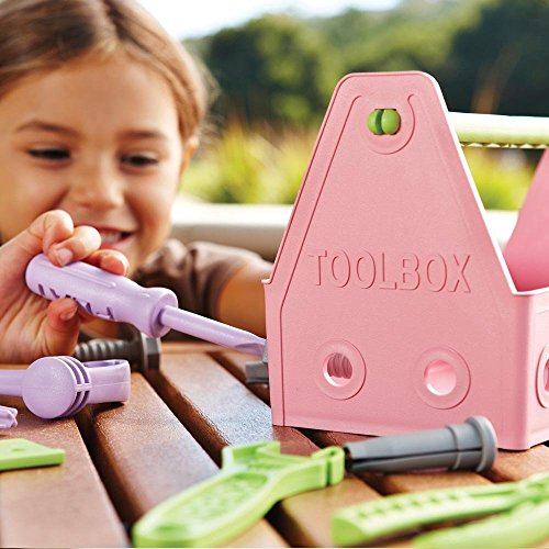 Green Toys Tool Set, Pink 4C 15 Piece Pretend Play, Motor Skills