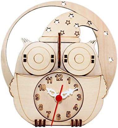 DIY Wooden Puzzle Clock 3D Jigsaw Puzzles Magic Night Owl Home Creative Decoration w/ 2yrs Clock Movement Warranty
