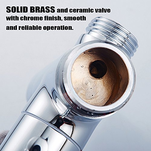 Joyway Bidet Valve Adapter 7/8"-Brass Hand Shower Diverter for Toilet Sprayer with Shut off-3 Way Tee Water Diverter for Bathroom Faucet(Only T-Valve)