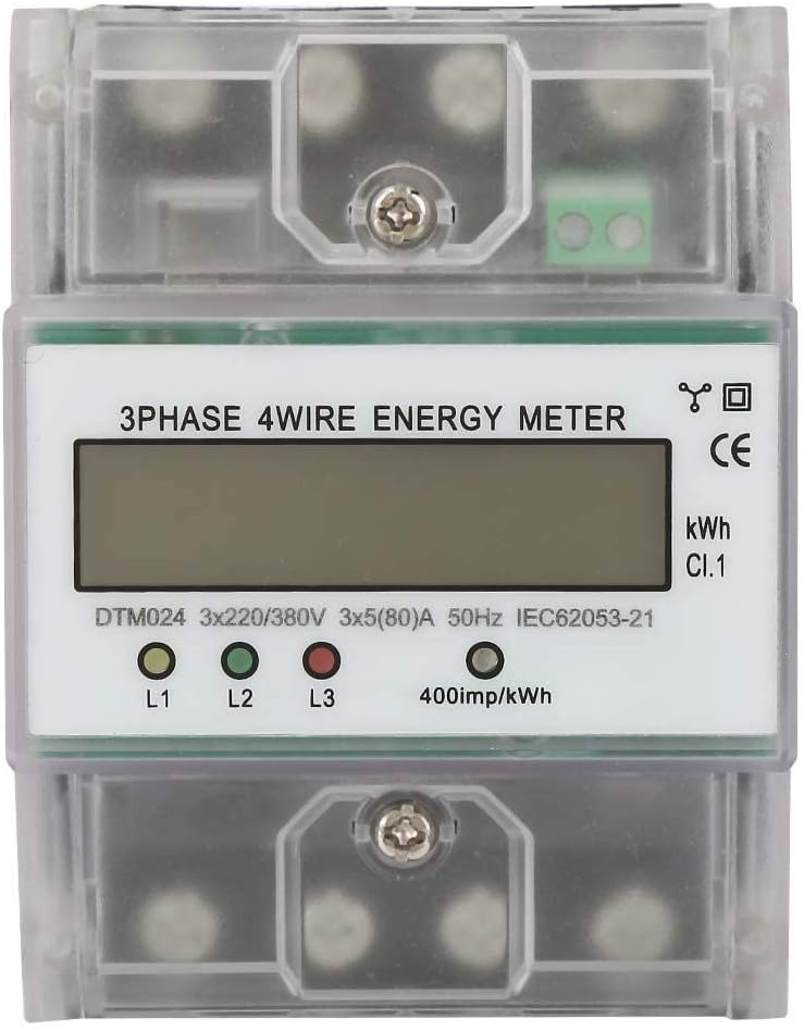 Power Meter, 220/380V 5-80A Energy Consumption Digital Electric Power Meter 3 Phase 4P KWh Meter Analyzer System with LCD