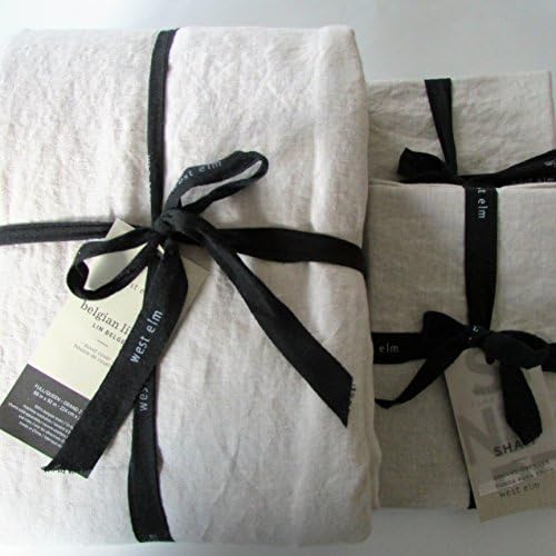 West Elm Belgian Linen Duvet Cover Full/Queen & Two Standard Shams~Natural~