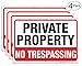 Private Property No Trespassing Metal Sign (4 Pack), 10 x 7 Inches Rust Free .040 Aluminum Sign – Reflective – Weatherproof - Easy to Mount - Indoor/Outdoor Use
