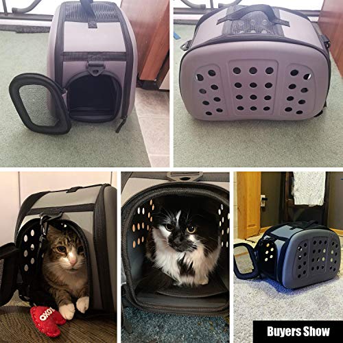 FRiEQ Foldable Hard Cover Pet Carrier with Shoulder Strap - Pet Travel Kennel Cats, Small Dogs & Rabbits - Thumbnail 3