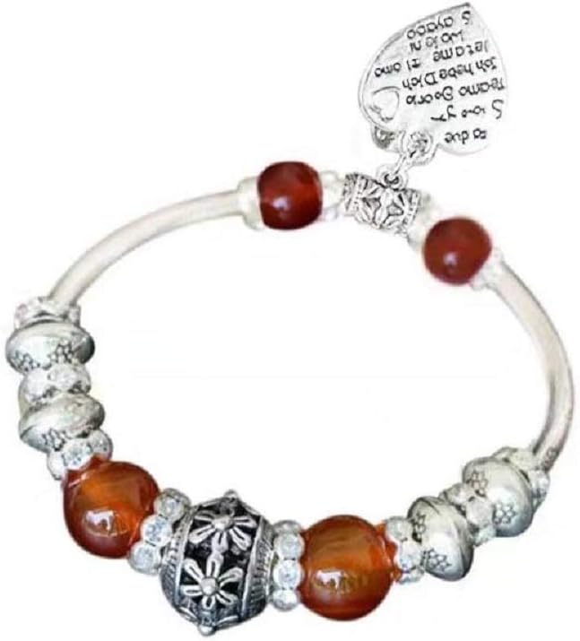 White Birch Birthday Gifts for Women Charm Stretch Bracelet Heart Love with Tibentan Silver Beads Vintage Jewelry