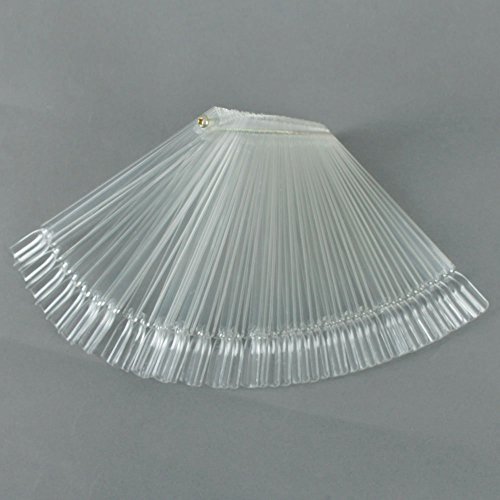 Adecco LLC 50 Pcs Clear Fan-shaped False Fake Nail Art Tips Sticks Polish Gel Salon Display Chart Practice Tool