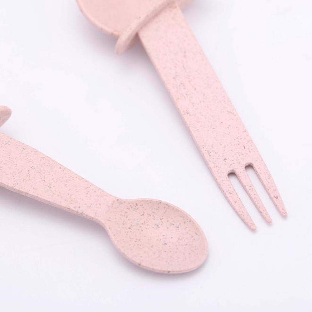 evelove Kids Cute Bowl Cover Spoon Fork Set Tableware Children Training Utensil Utensils