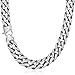 Trendsmax 15mm Curb Cuban Chain Link Necklace for Men Boys Heavy 316L Stainless Steel Silver Color 22 inch