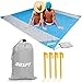 OUSPT Beach Blanket, Sand Free Picnic Outdoor Mat- 78.7''x82.6'' - Pocket Zippered Portable Waterproof Soft Fast Drying Oversize Blanket for 4-7 Persons Travel Camping Hiking (Blue)