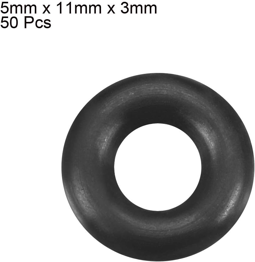 sourcing map Nitrile Rubber O-Rings 11mm OD 5mm ID 3mm Width, Metric Buna-N Sealing Gasket, Pack of 50 - Image 3