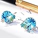 Neoglory Jewelry Platinum Plated Big Bold Blue Crystal with Delicate Flower Tear Hoop Earrings Women Jewelry Gift