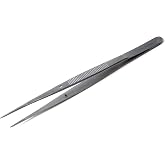 Lab Tweezers High Precision Forceps, 6" (15.2 cm), Fine Strong Point tweezers, Stainless Steel (6" Straight)