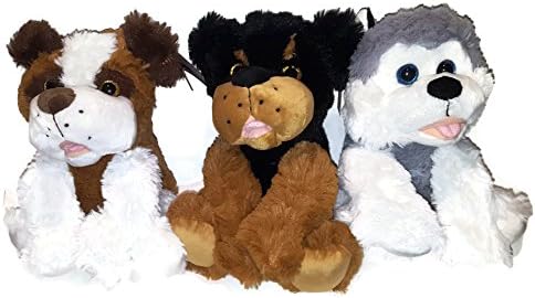 3 Count Sitting Puppy Dog Glitter Eyes Assorted Stuffed Animals Plush Toys 10 Inch Assortment