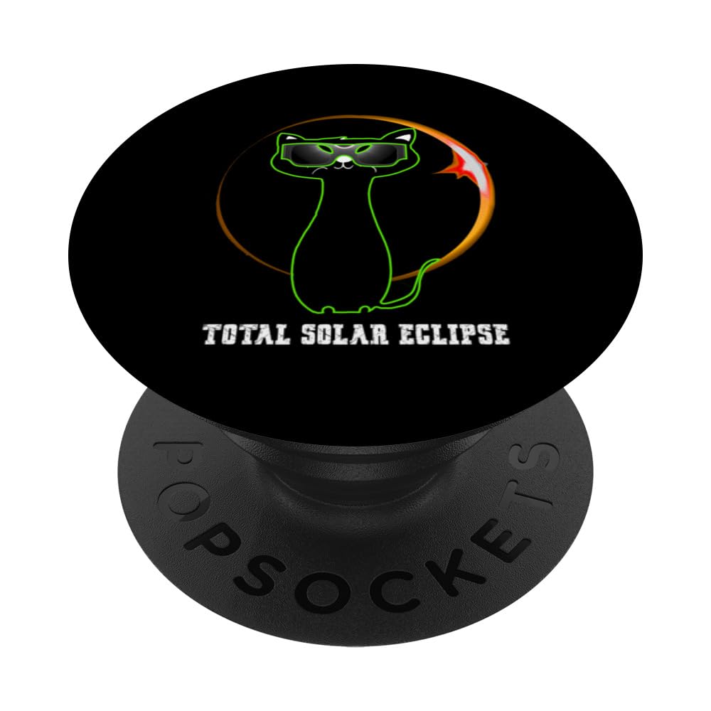 Cat Wearing Solar Eclipse Glasses Total Solar Eclipse 2024 PopSockets Swappable PopGrip