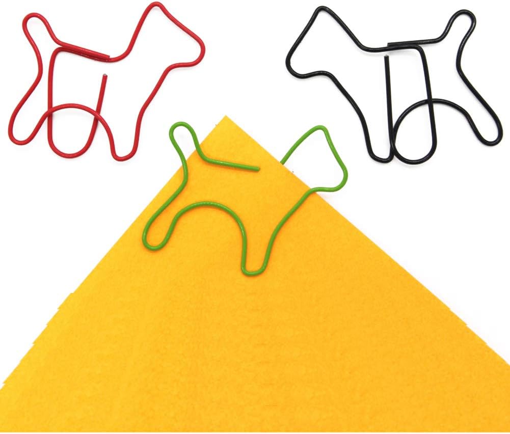 Colorful Paper Clips, Cute Dog Shaped Clamps Paperclips Bookmarks for Art Crafts Scrapbook Office School 50pcs