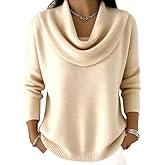Cowl Neck Sweater for Women Lightweight Winter Clothing for women Long Sleeve Knit Pullover Jumper Tops Cozy Casual
