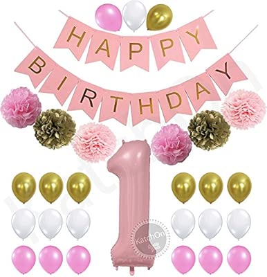 1st Birthday Girl Decorations Kit Beautiful Pastel Colors For