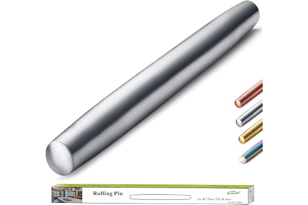 Stainless Steel Rolling Pin, Matte Finish 16.7 Inches, Berglander Rolling Pin for Baking Pizza Dough, Pie, Cookie, Essential