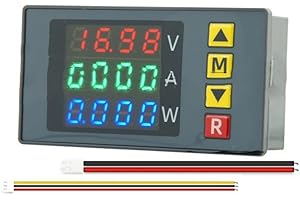 LED Digital Voltmeter Ammeter Wattmeter with Programmable Alarm, 0-100V 10A 1000W DC Power Meter for Electricians and DIY Pro