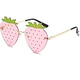 YAMEIZE Unique Strawberry Sunglasses Funky Cute - Women Men Festival Party Rave Halloween Christmas Colorful Eye Glasses