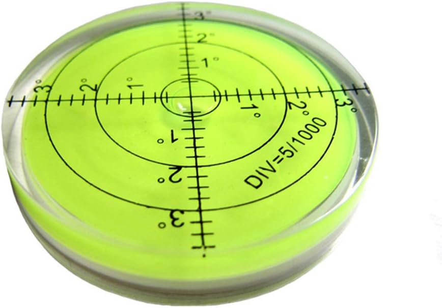 High precision horizontal bubble Acrylic Case Bullseye Spirit Bubble Surface Level Round Inclinometers for Surveying Instruments and Tribrachs, 60mm,Accuracy 15'/2 (green)60x12mm